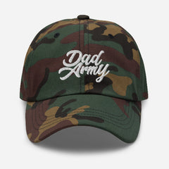 Dad Arm's classic dad hat green camo front