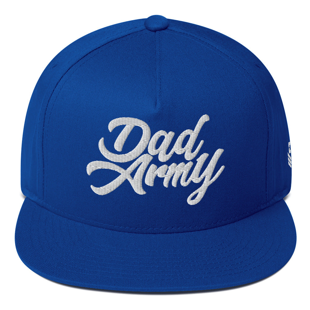 flat bill cap royal blue front